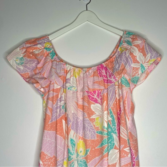 Kole Kole Vintage Made in USA Hawaiian off the shoulder Mumu floral Dress Medium - Picture 3 of 16